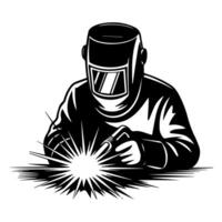 Welder welding with sparks on a white background vector