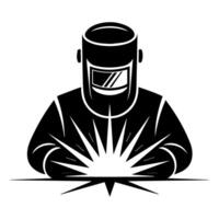 Welder with welding helmet and welding torch illustration vector