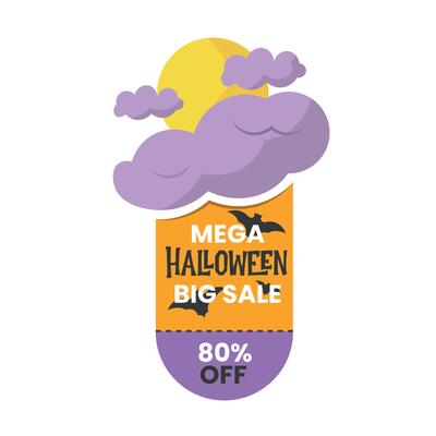 Isolated halloween discount label with clouds icon