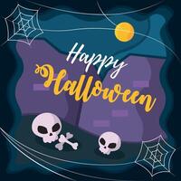 Skulls and webs halloween. vector