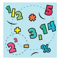 Math symbols and numbers. vector