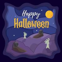 Zombies rising from graves. vector