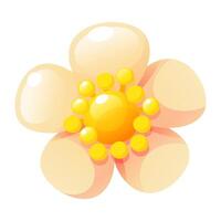 image of a strawberry flower with five white petals and a yellow center. A delicate illustration, perfect for children design, decoration, and themes related to spring and summer. vector