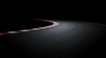 An empty track with a white line on it photo