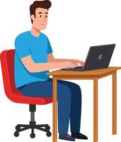 Man work and using on laptop at desk vector