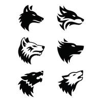 Fox cute face and head set silhouette.Wild animal head icons, design, nature background, graphic design vector
