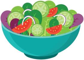 Healthy bowl of salad with lettuce, tomato and onion, Diet food design element vector