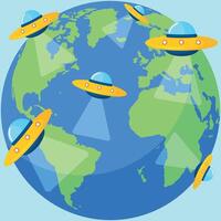 World UFO Day or Alien invasion graphic element with space in the centre for your text vector
