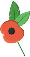 Red poppy flower lapel pin, Button hole remberance Sunday design element vector