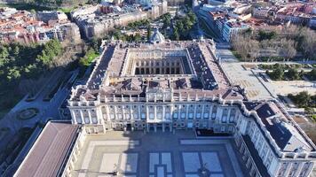 Above view of royal palace in Madrid Comunidad de Madrid Spain . Amazing Background. video