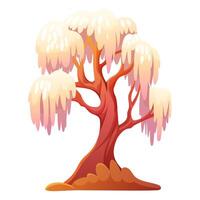 weeping willow with gradient, fairy forest, separate element vector