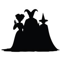 Silhouettes of Three Costumed Figures Fantasy and Halloween Theme vector