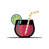 Refreshing summer cocktail with lime garnish and straw vector