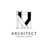 Letter V architecture logo for architect and construction company. vector