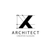 Letter X architecture logo for architect and construction company. vector