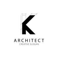 Letter K architecture logo for architect and construction company. vector