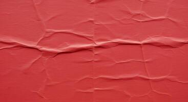 Crumpled red paper texture background photo