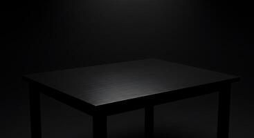Black table with light shining on it photo