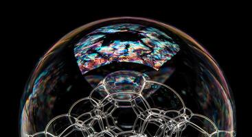A close up of a bubble with a colorful pattern photo