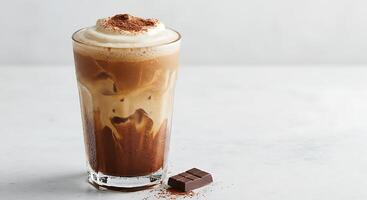 A coffee drink with whipped cream and chocolate photo