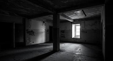 An empty room with a window and a light photo