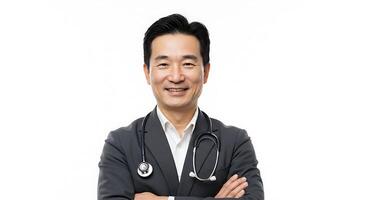 A man in a suit and tie with a stethoscope photo