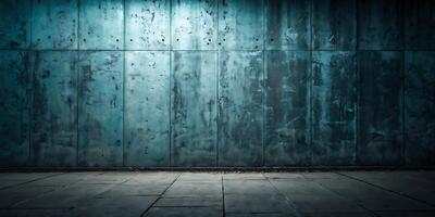 Weathered Teal and Blue Concrete Wall with Distressed Texture photo