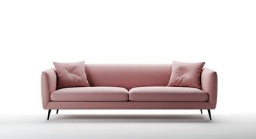A pink sofa with two pillows on it photo