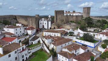 Above view of Obidos Skyline at Obidos District of Leiria Portugal . Amazing Scene. video