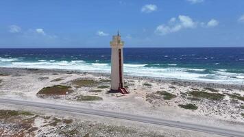 Above view of Lighthouse Bonaire at Kralendijk Bonaire in Netherlands Antilles.. Beautiful Background. video