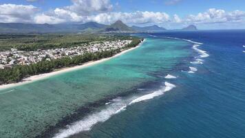 High Angle of Flic en Flac Beach at Port Louis Mauritius Island in Mauritius. Amazing Cinematic. video