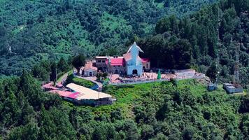 Aerial Virgen de Guadalupe Sanctuary in Bogota Cundinamarca Colombia. Famous Scene. video