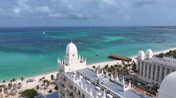 Amazing Aruba Skyline in Palm Beach Oranjestad in Aruba. Beautiful Landscape. video