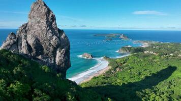 Beautiful Volcano Rock at Fernando de Noronha Pernambuco in Brazil . Awesome Background. video