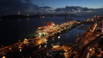 Aerial View of port of lisbon at Lisbon in District of Lisbon Portugal.. Beauty Scenery. video