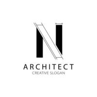 Letter N architecture logo for architect and construction company. vector