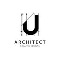 Letter U architecture logo for architect and construction company. vector