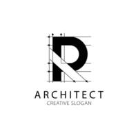 Letter R architecture logo for architect and construction company. vector