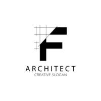 Letter F architecture logo for architect and construction company. vector