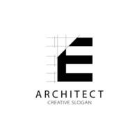 Letter E architecture logo for architect and construction company. vector