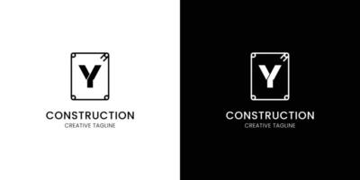 Letter Y for construction company with rebar vector
