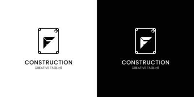 Letter F for construction company with rebar vector
