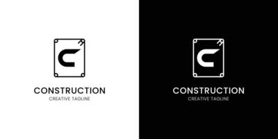 Letter C for construction company with rebar vector