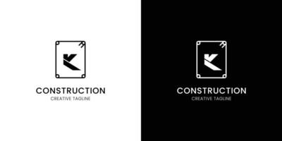 Letter K for construction company with rebar vector