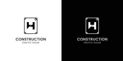 Letter H for construction company with rebar vector
