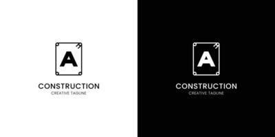 Letter A for construction company with rebar vector