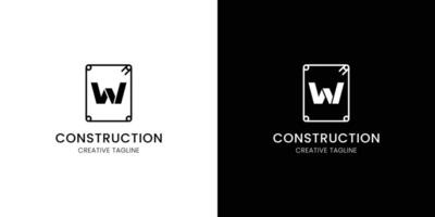 Letter W for construction company with rebar vector