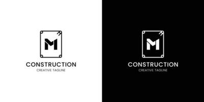 Letter M for construction company with rebar vector
