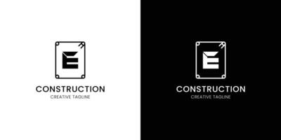 Letter E for construction company with rebar vector