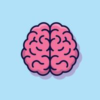 Cartoon-style pink brain with navy outline on light blue background Minimalist with smooth curves and soft purple shadow Simple, clean, and centered design vector